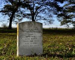 Most of the headstones in the cemetery are made of sandstone and granite.